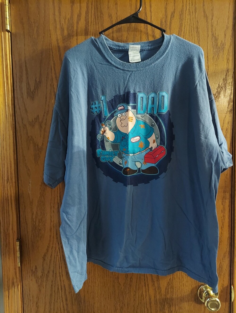Vintage Family Guy Peter Griffin #1 Dad Graphic T-Shirt Blue Gildan Mens 2XL